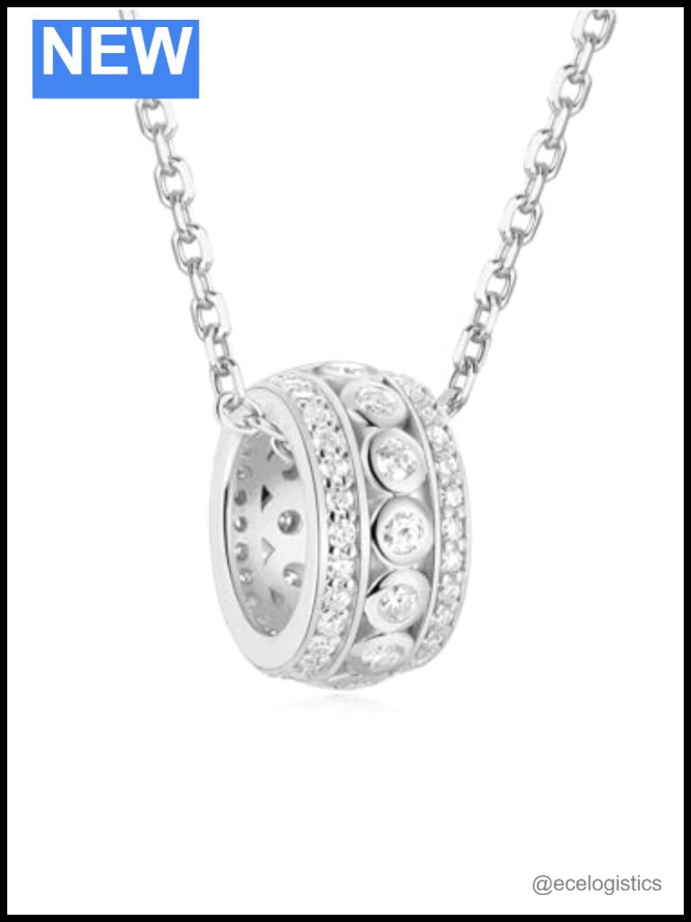 Moissanite Bezel Pendant Necklace 925 Sterling Silver 0.53ct Round 20"